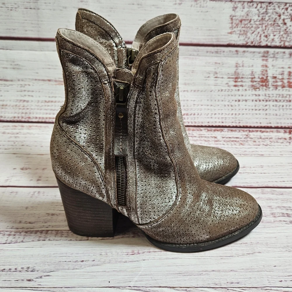 Anthropologie Metallic Ankle Boots - Picture 1 of 9